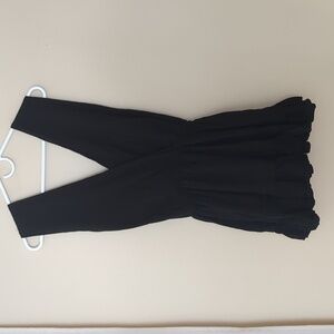 Black Swim Cover-up Mini Dress Length Ruffles Beach Short Frilly Low Cut